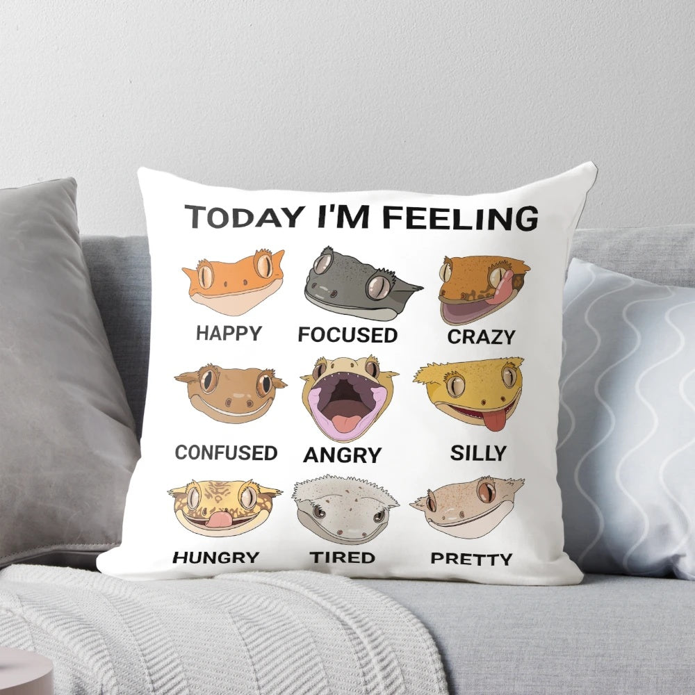 Soft and plush crested gecko pillow with cartoon design