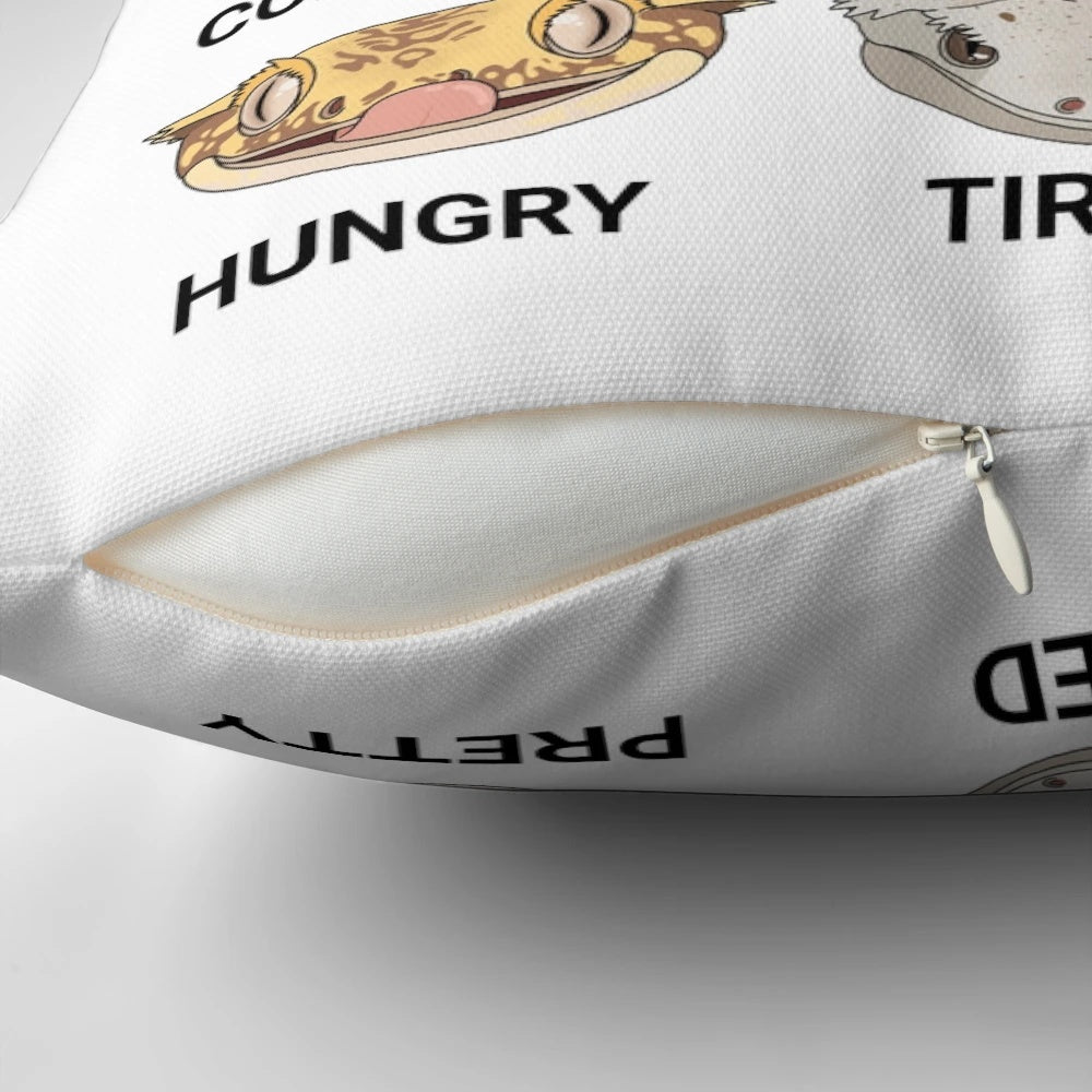 Soft and plush crested gecko pillow with cartoon design