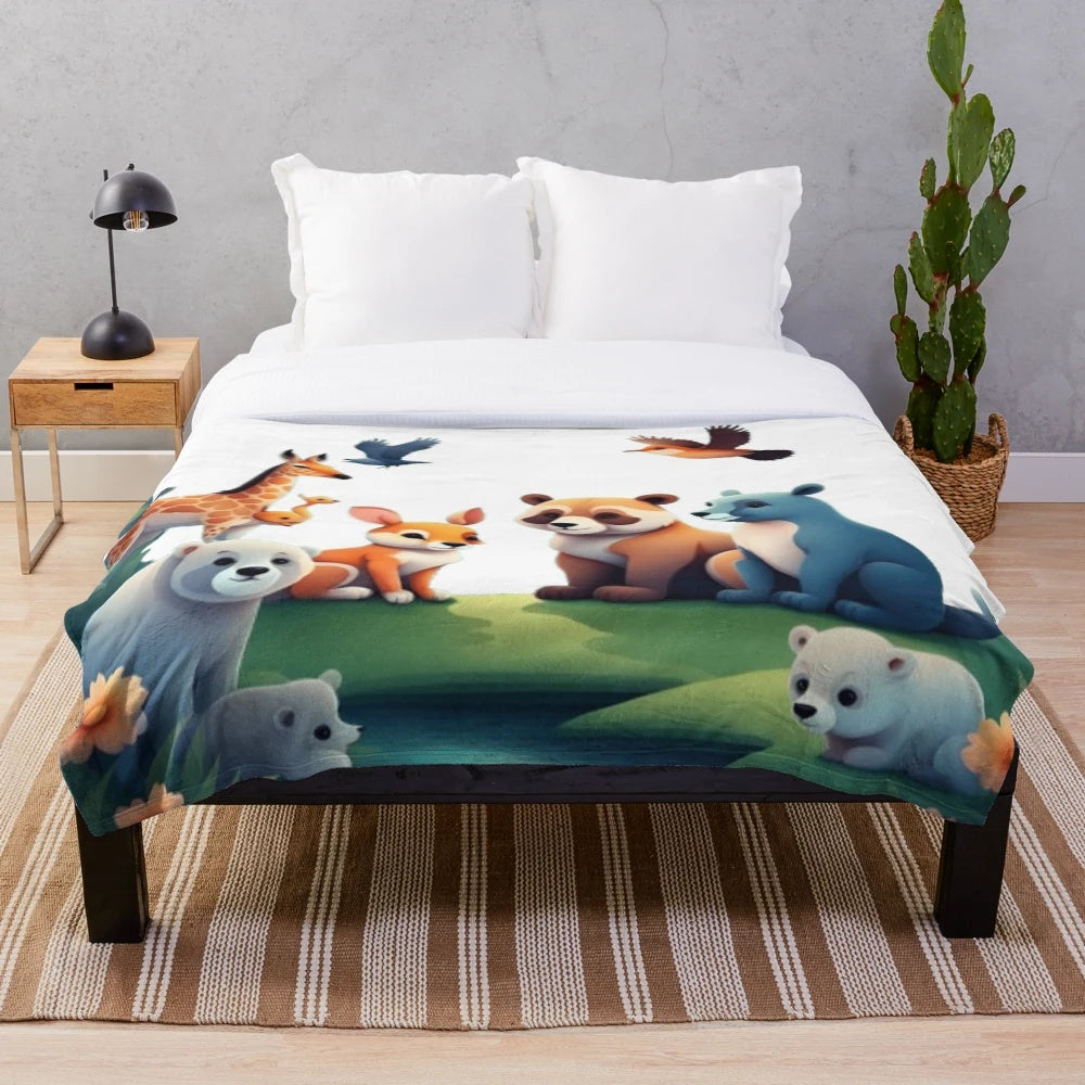 Cozy animal-themed plush blanket