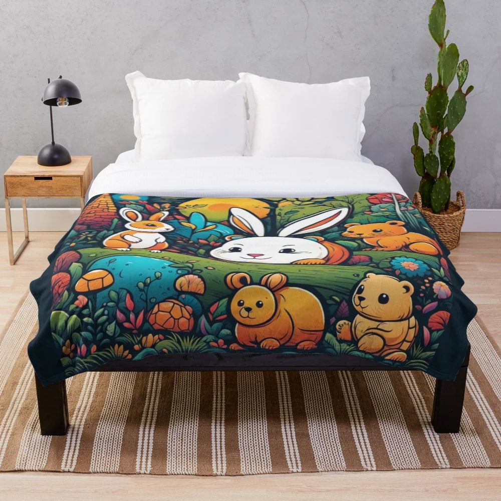 Cute and Cozy Animal-Themed Plush Blanket