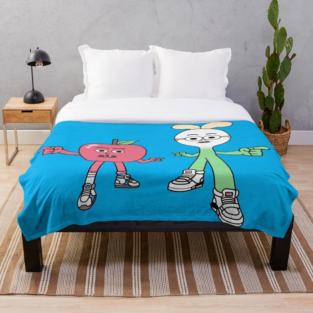 Soft and cozy Apple and Onion plush blanket for kids