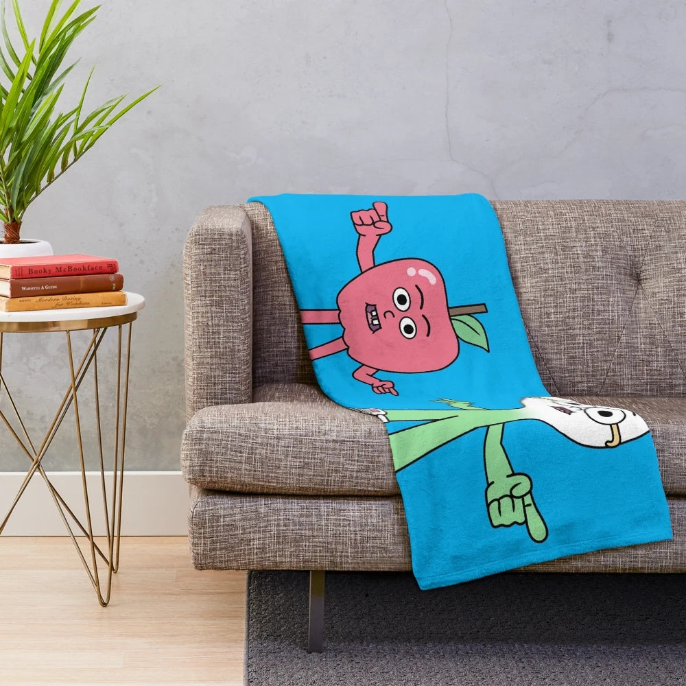 Soft and cozy Apple and Onion plush blanket for kids