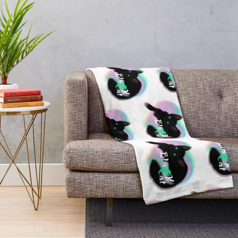 Soft and cozy black cat plush blanket for cat enthusiasts