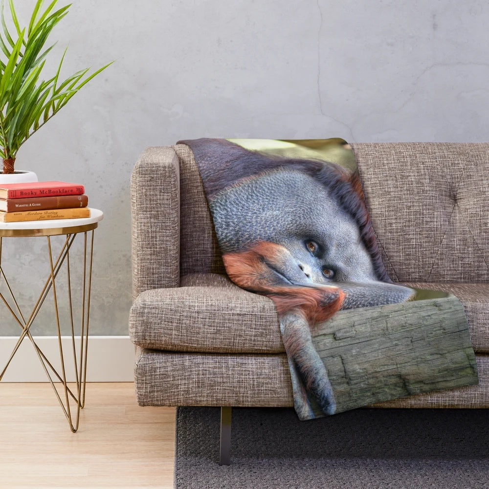 Bornean orangutan plush blanket