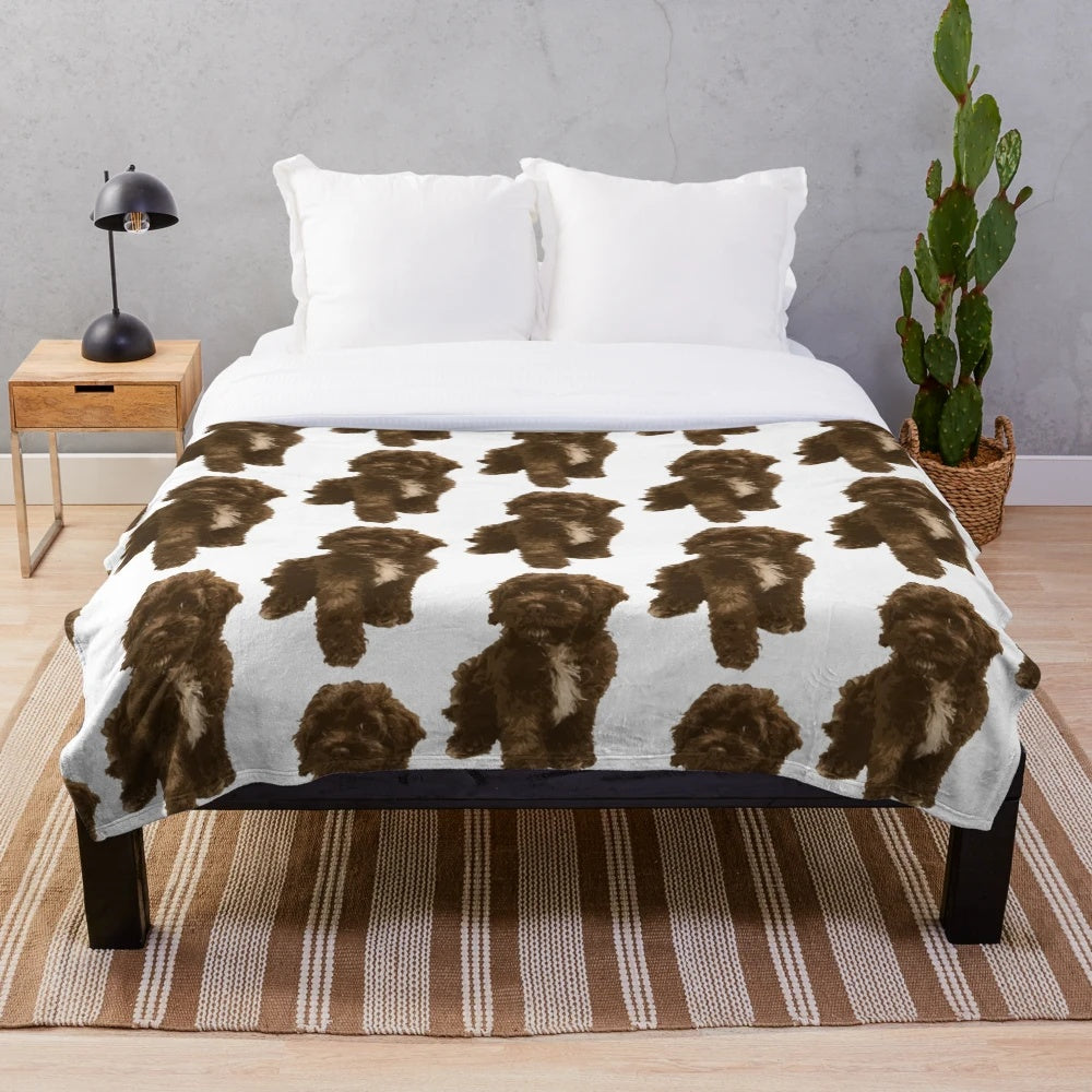 Brown Cockapoo Puppy Plush Blanket