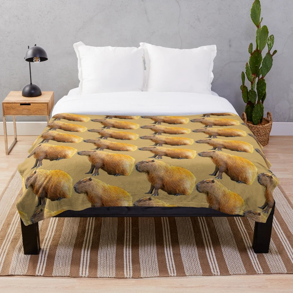 Capybara plush blanket with soft, cozy design