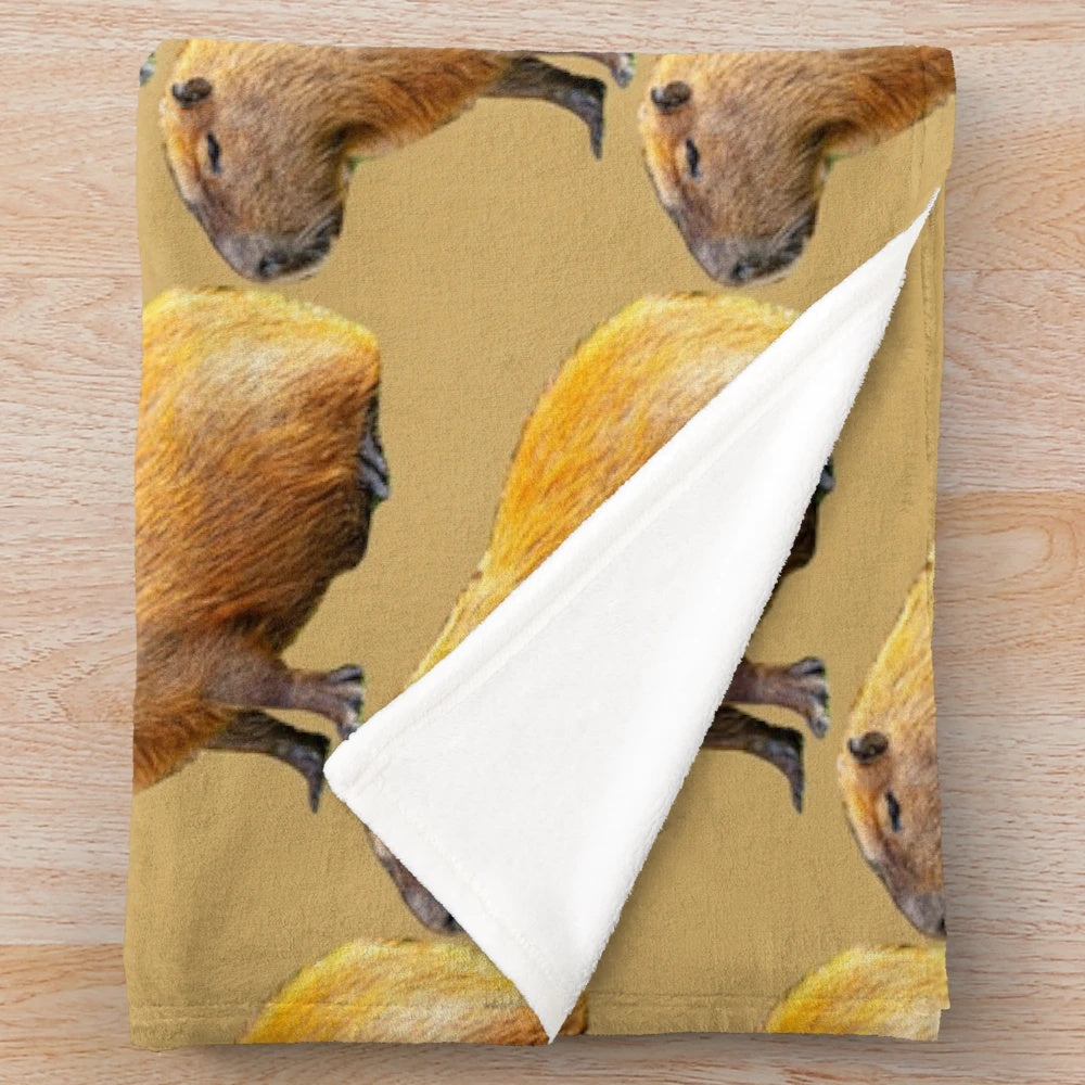 Capybara plush blanket with soft, cozy design