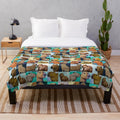 Capybara-patterned plush blanket with a tiled, repeating design