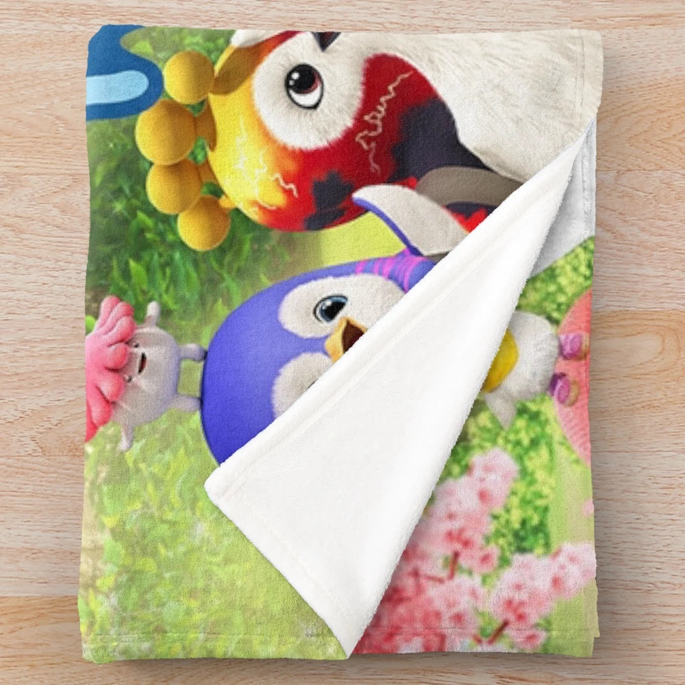 Soft and cozy plush blanket featuring a lovable cartoon character