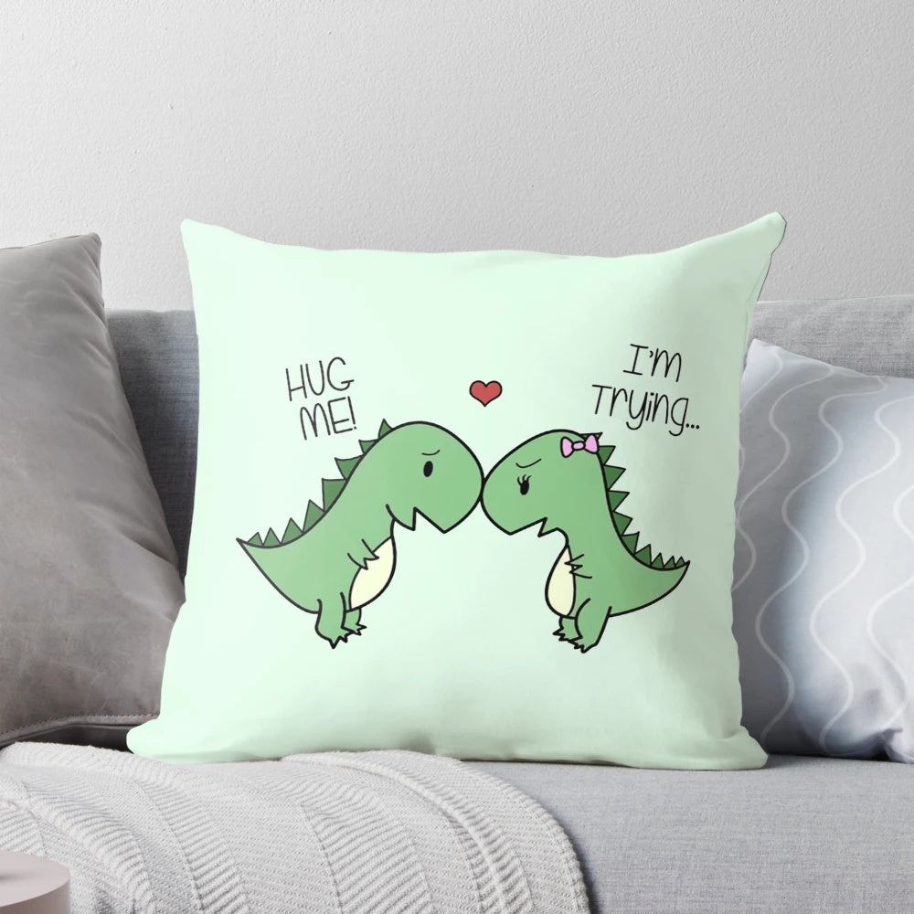 Soft and huggable dinosaur pillow with a cute, kawaii cartoon design