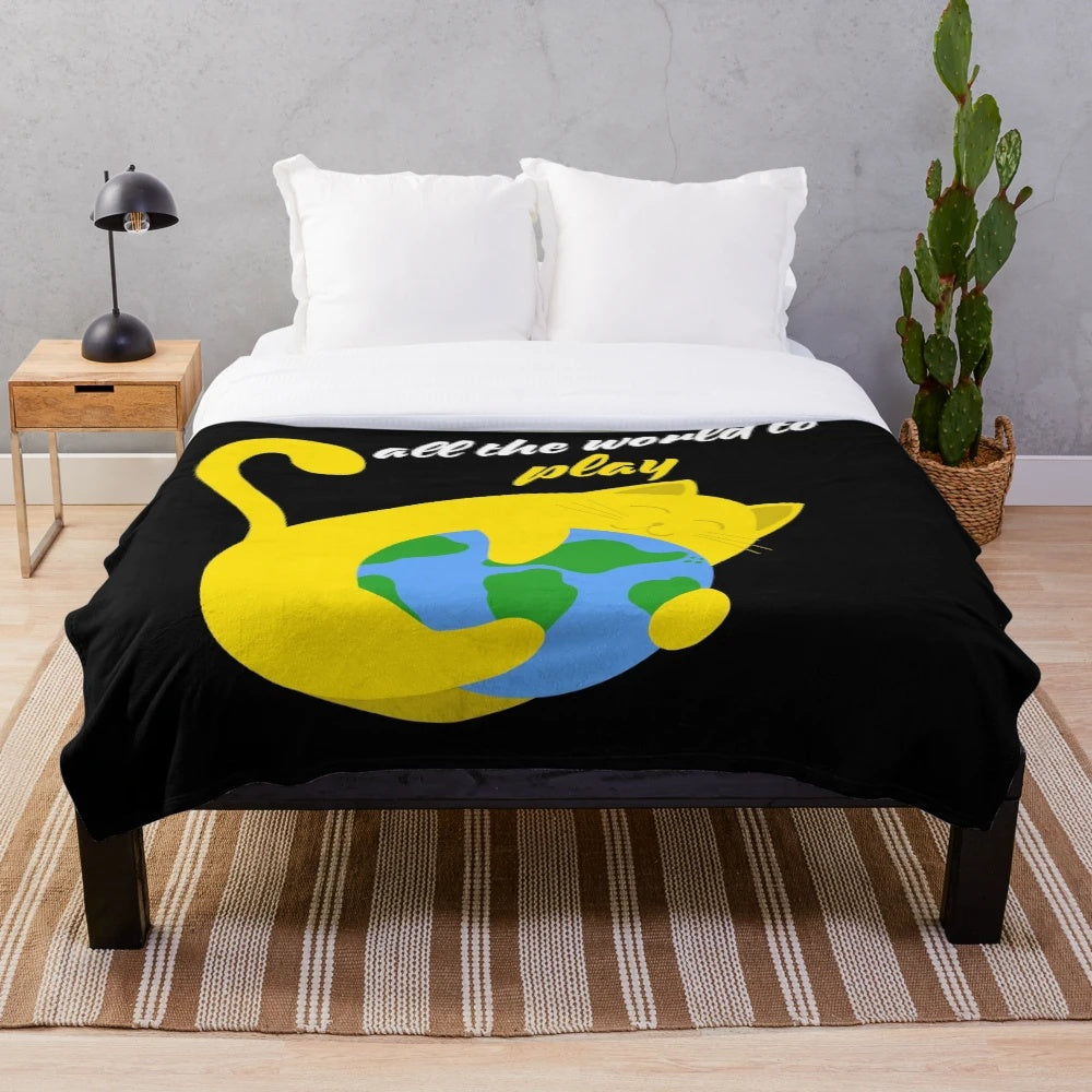 Soft and plush cat-themed blanket with cute kitty design