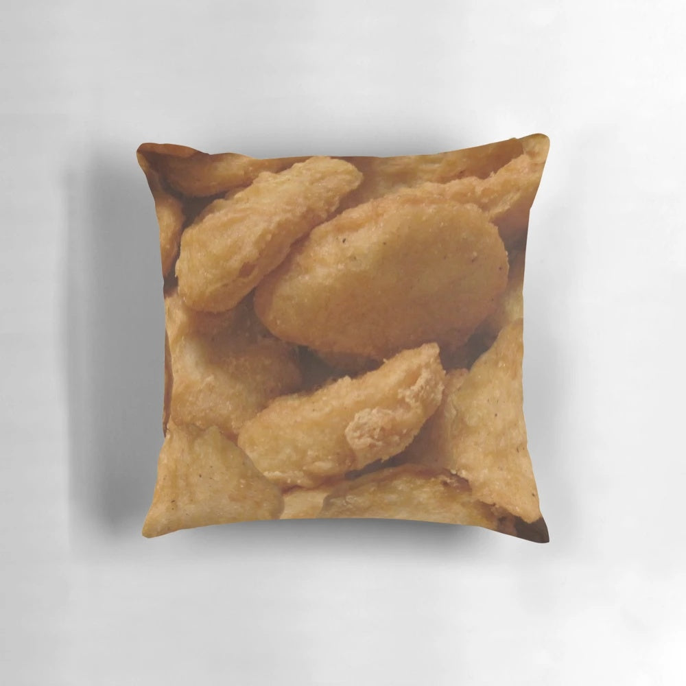 Soft and plush chicken nuggets pillow with realistic texture and design