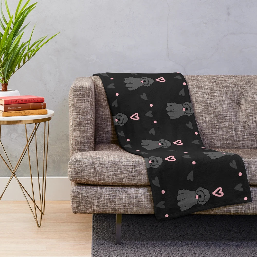 Soft plush blanket with cute cockapoo cavapoo cavoodle dog design