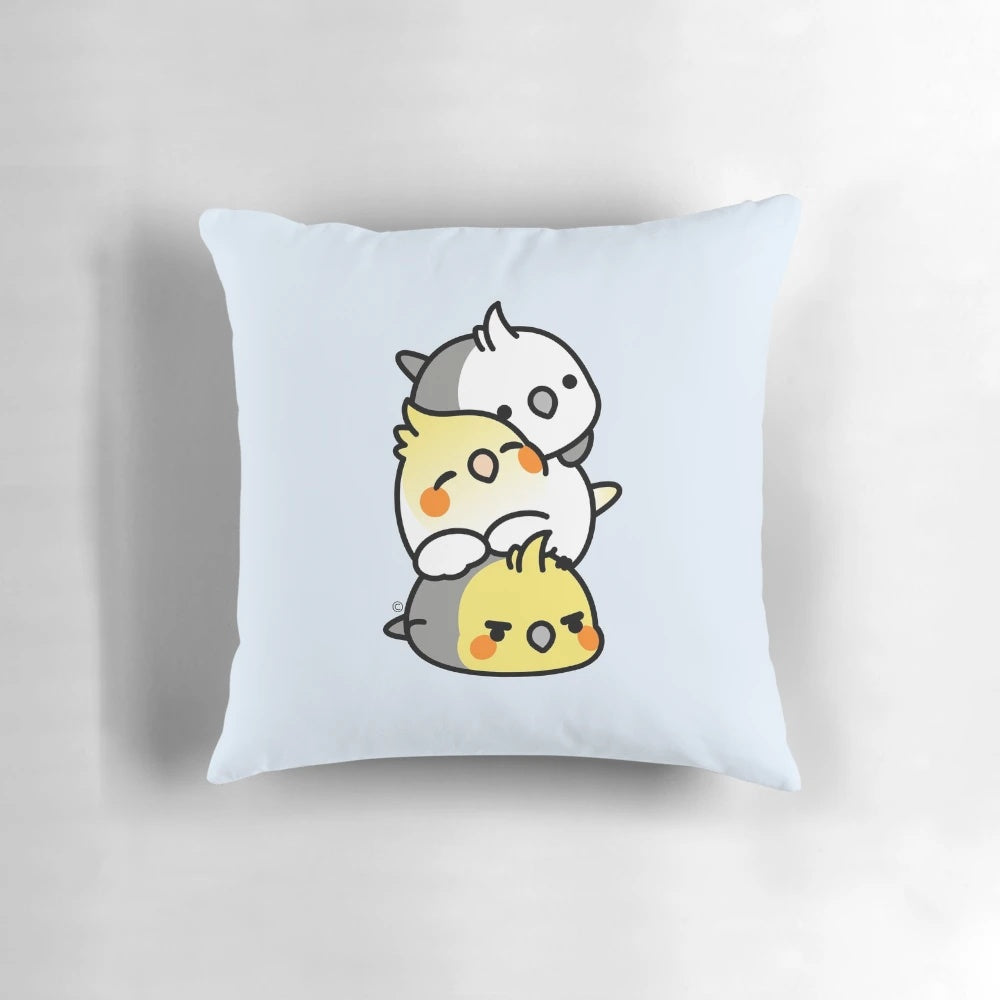 Soft and plush cockatiel-shaped pillow in a dango design, perfect for pet owners and nature enthusiasts.