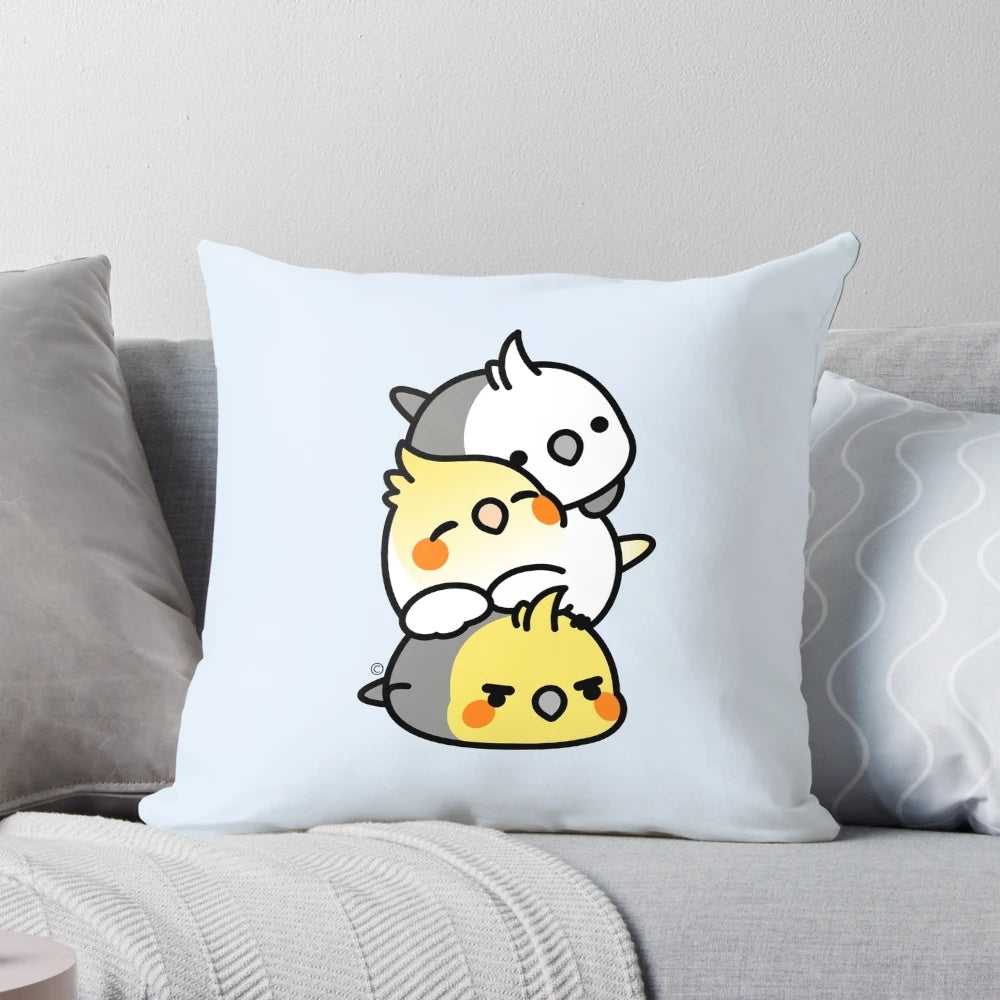 Soft and plush cockatiel-shaped pillow in a dango design, perfect for pet owners and nature enthusiasts.