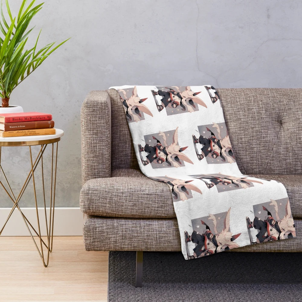 Soft and cozy plush blanket featuring a cute bunny design