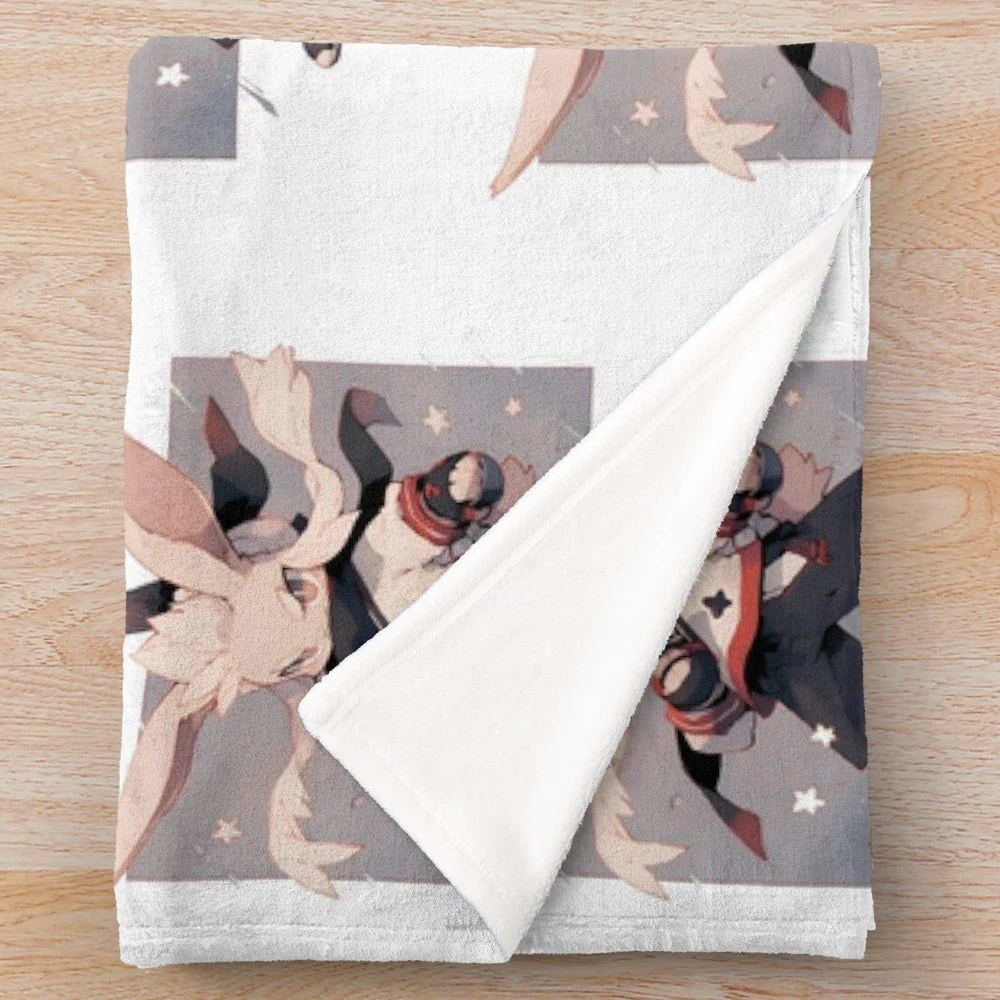 Soft and cozy plush blanket featuring a cute bunny design