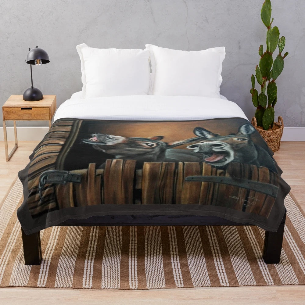 Soft and cozy donkey-themed plush blanket