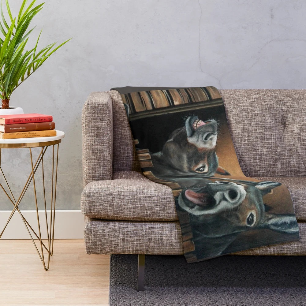 Soft and cozy donkey-themed plush blanket