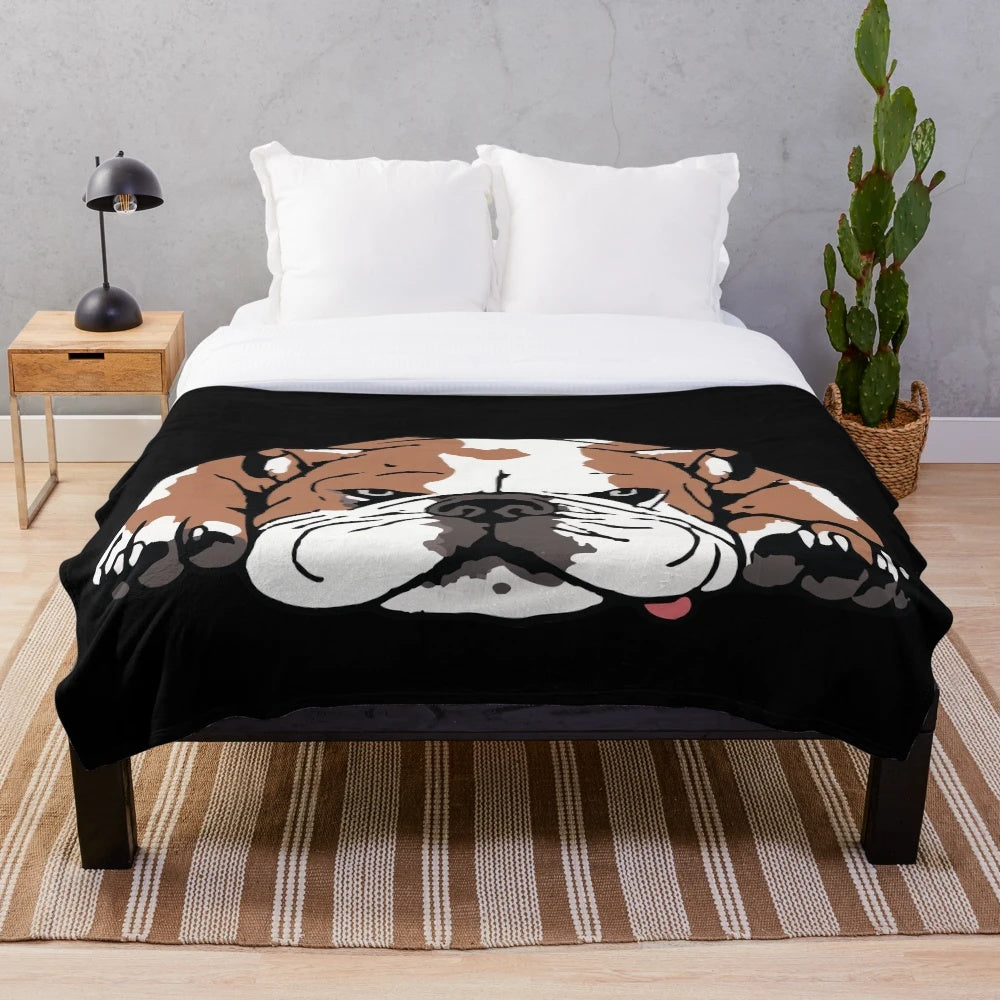Cozy plush blanket featuring an adorable english bulldog design