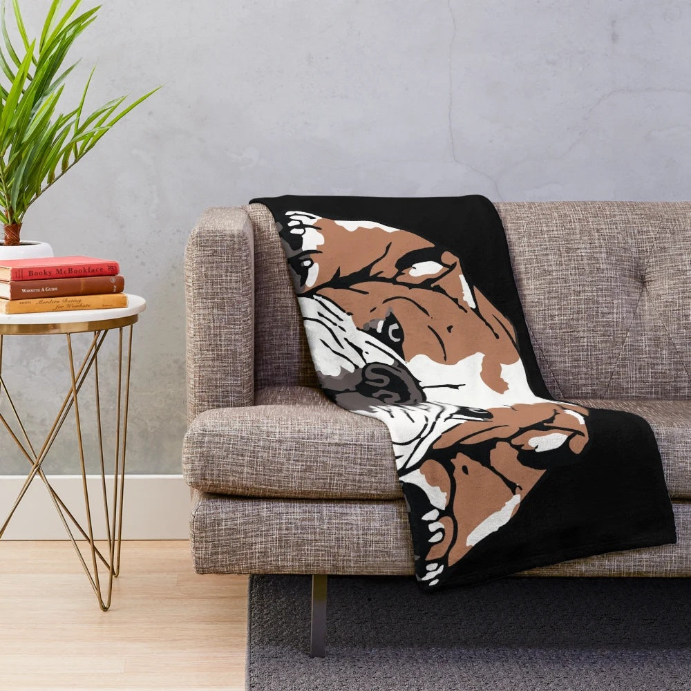 Cozy plush blanket featuring an adorable english bulldog design