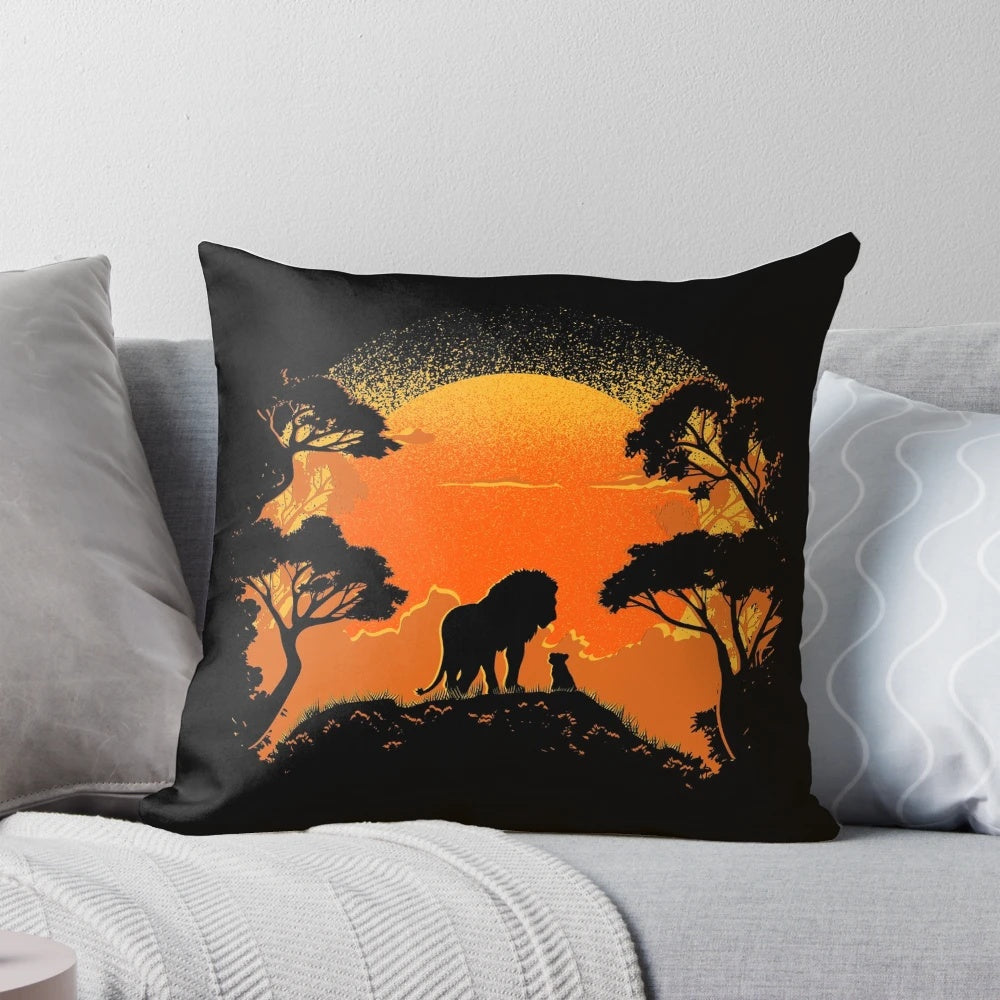A soft and plush pillow featuring a father lion and his son Simba from the Lion King.