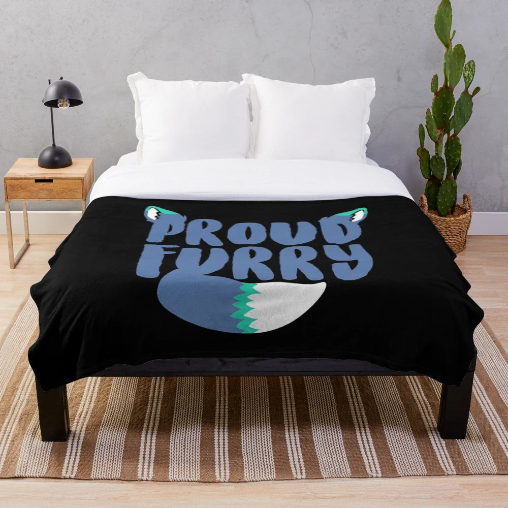 Soft and cozy plush furry blanket with animal-themed design