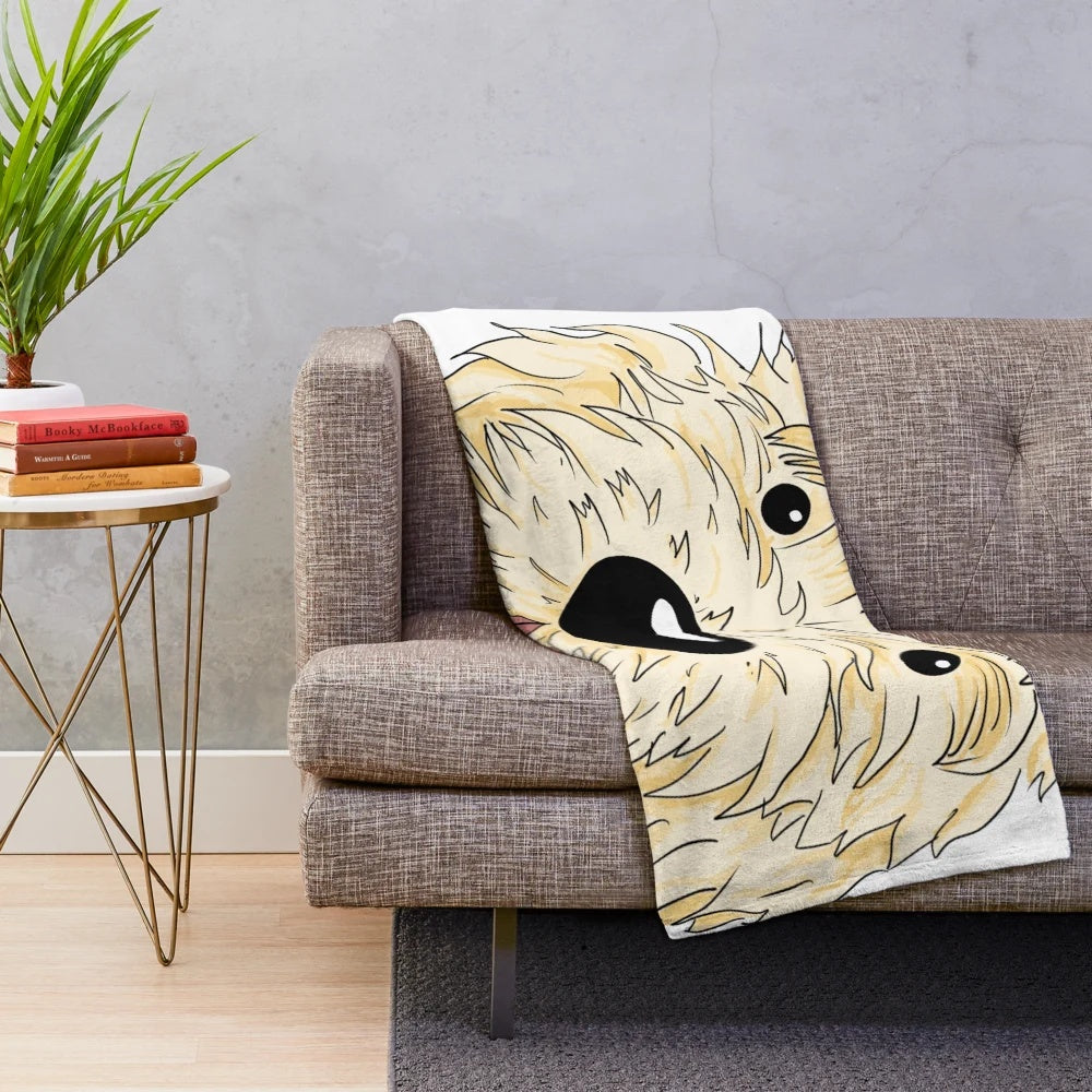 Soft and fluffy golden doodle plush blanket