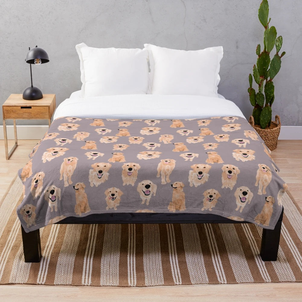 Golden retriever plush blanket