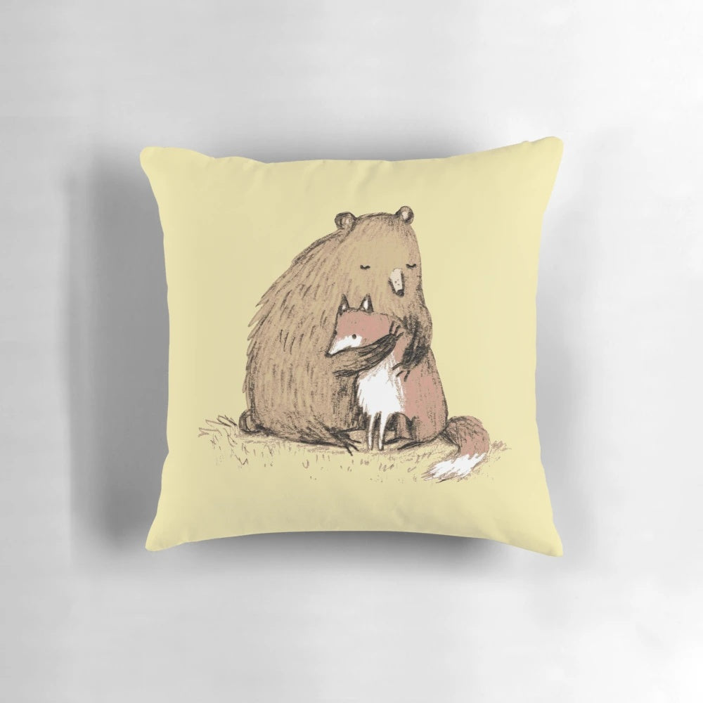 Soft and plush grizzly bear pillow for a warm, comforting hug