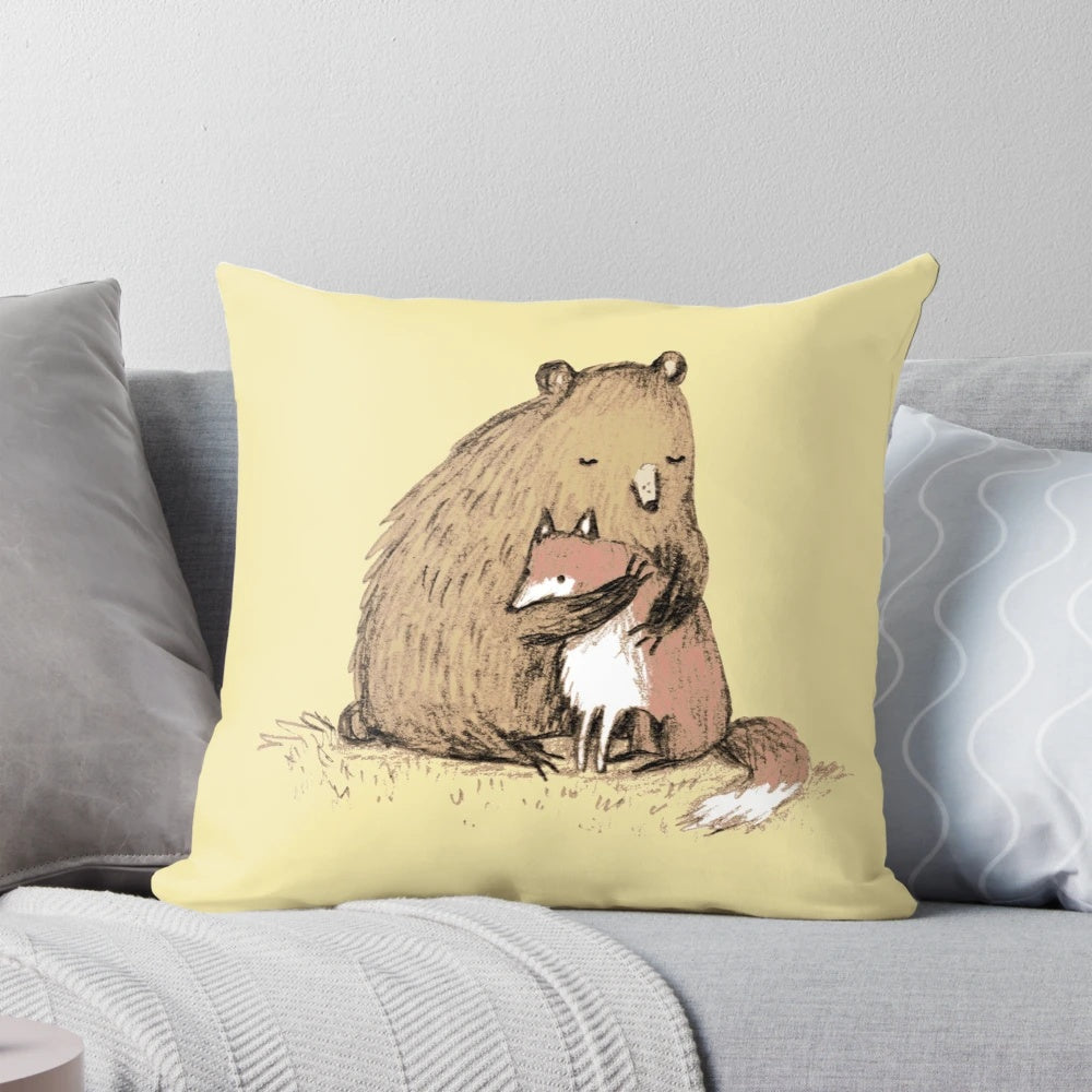 Soft and plush grizzly bear pillow for a warm, comforting hug