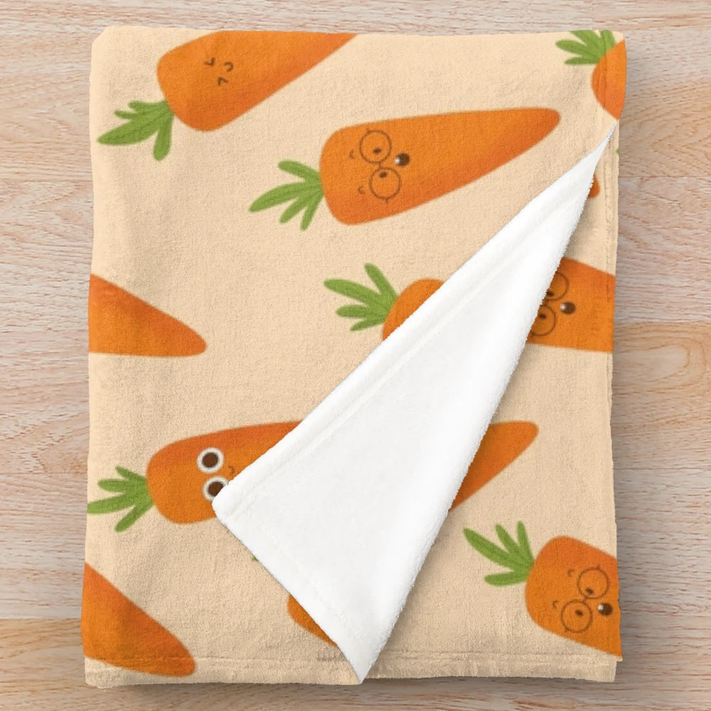 Soft and snuggly plush carrot themed blanket for kids and adults