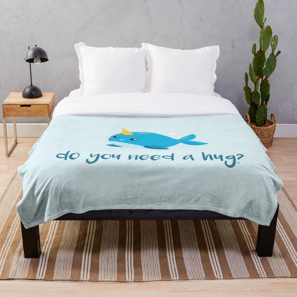 Adorable narwhal plush blanket - A cozy, legendary ocean creature