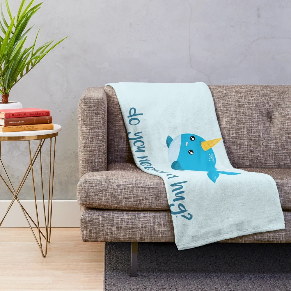 Adorable narwhal plush blanket - A cozy, legendary ocean creature