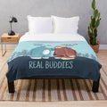 Soft and cozy plush blanket featuring a bigfoot or sasquatch design