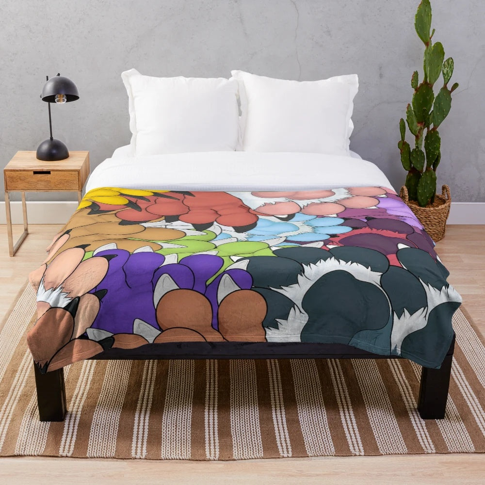 Soft and cozy plush blanket with cute animal paw prints