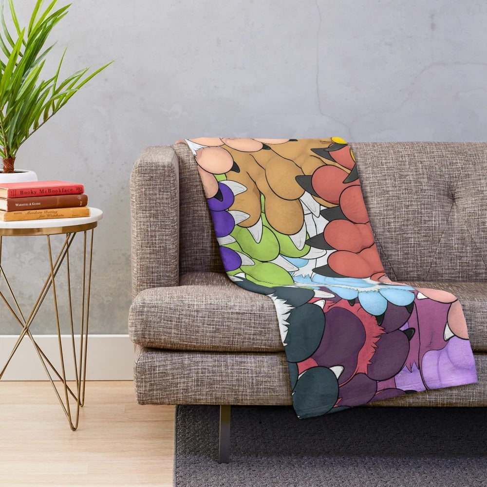 Soft and cozy plush blanket with cute animal paw prints