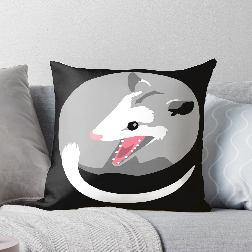 Soft, plush possum pillow with a cute, screaming expression perfect for possum lovers and meme enthusiasts.