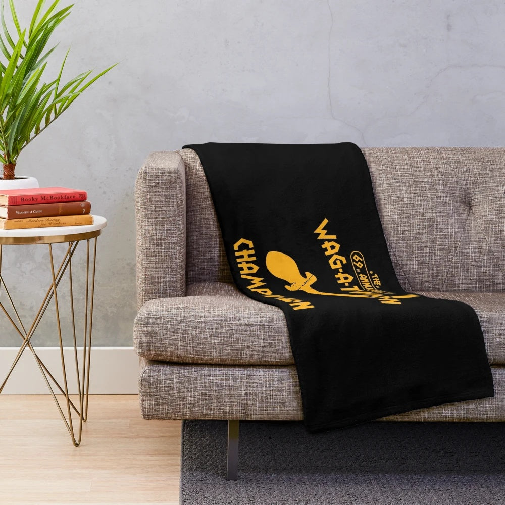 Soft and cozy plush blanket with pup design