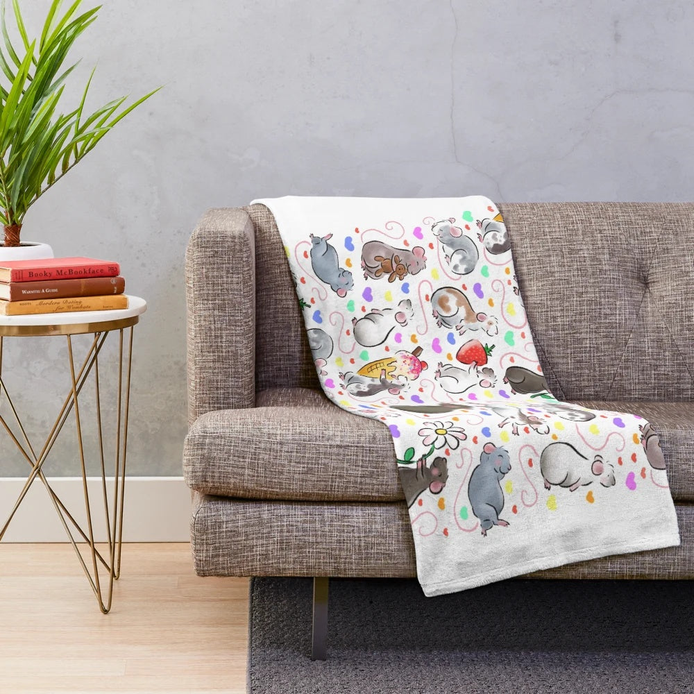 Cozy plush blanket with cute rat design for pet rat lovers