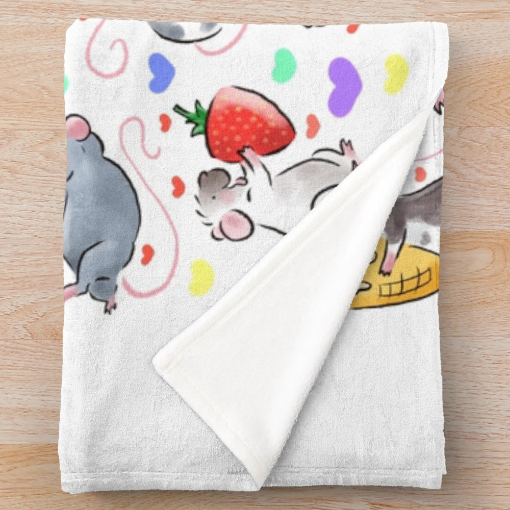 Cozy plush blanket with cute rat design for pet rat lovers