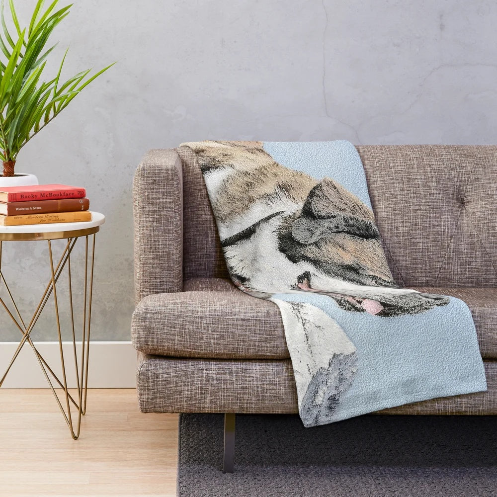 Soft and cozy Saint Bernard dog portrait plush blanket