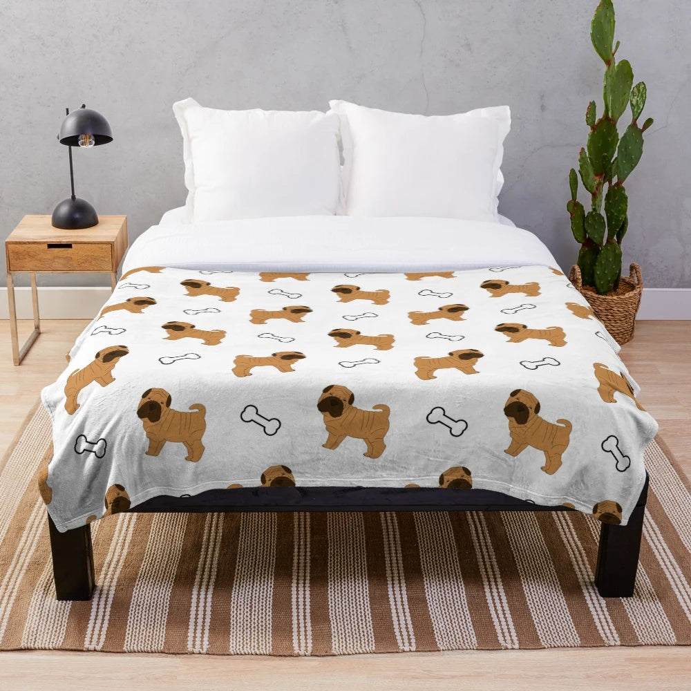 Soft and Cozy Shar Pei Puppy Plush Blanket