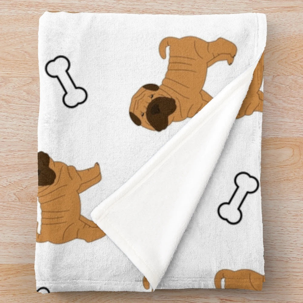Soft and Cozy Shar Pei Puppy Plush Blanket