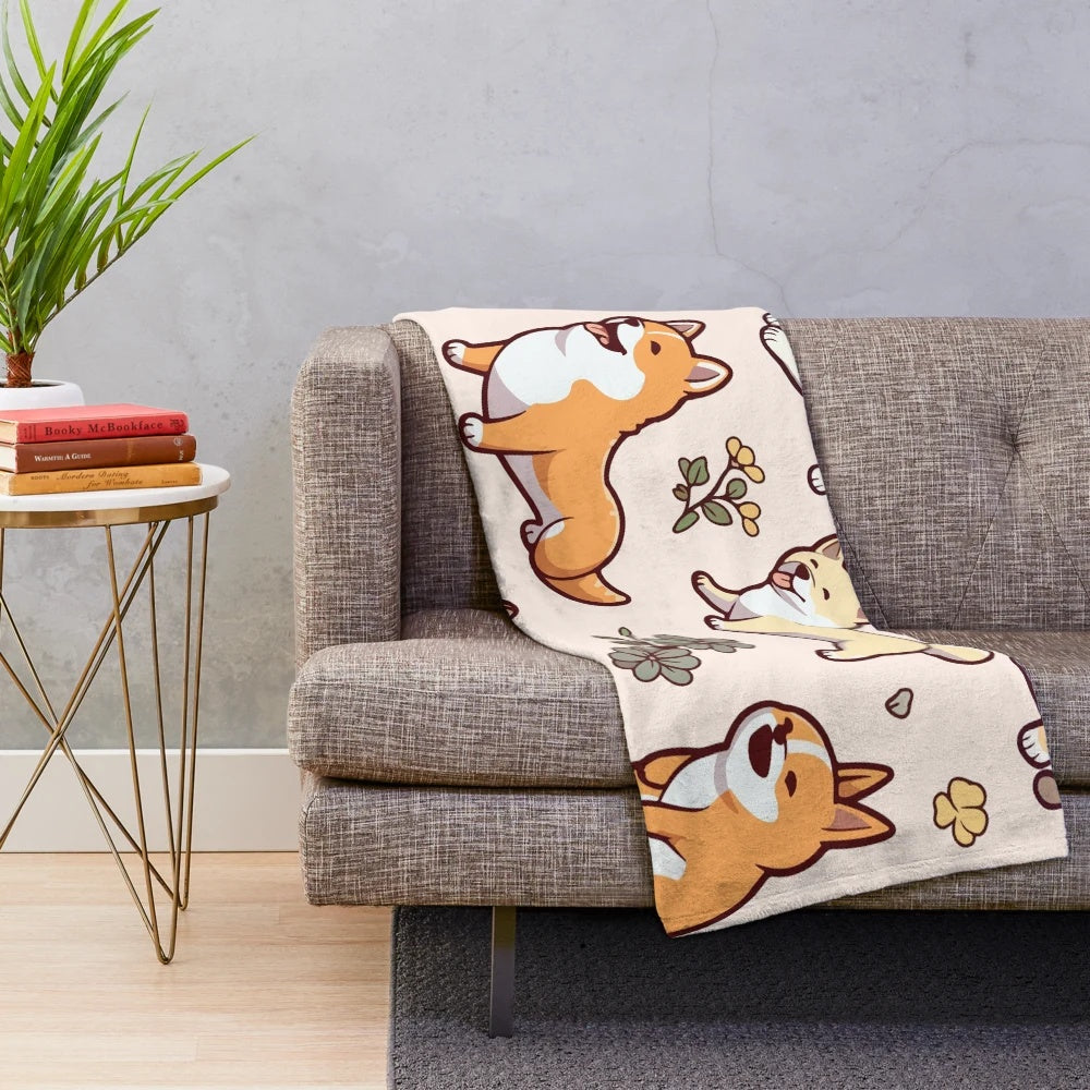 Shiba Inu Plush Blanket with Cute Expressions