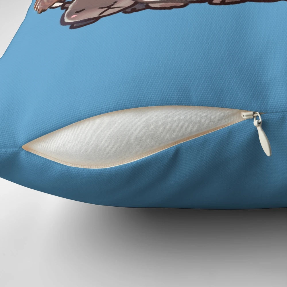 Colorful pillow featuring sleeping GOTG characters like Rocket the raccoon, Lylla the otter, and Teefs the walrus in a cozy, cuddling scene.