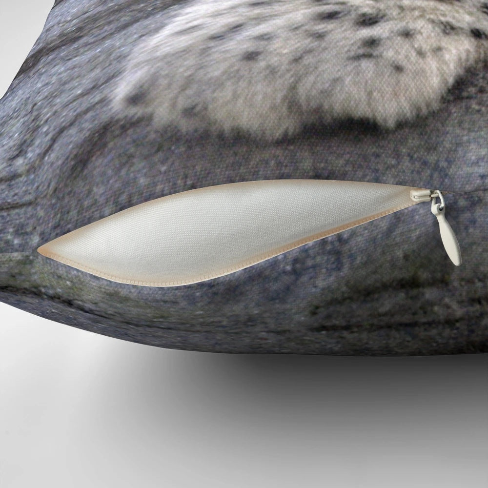 Cozy snow leopard-themed plush pillow for home décor