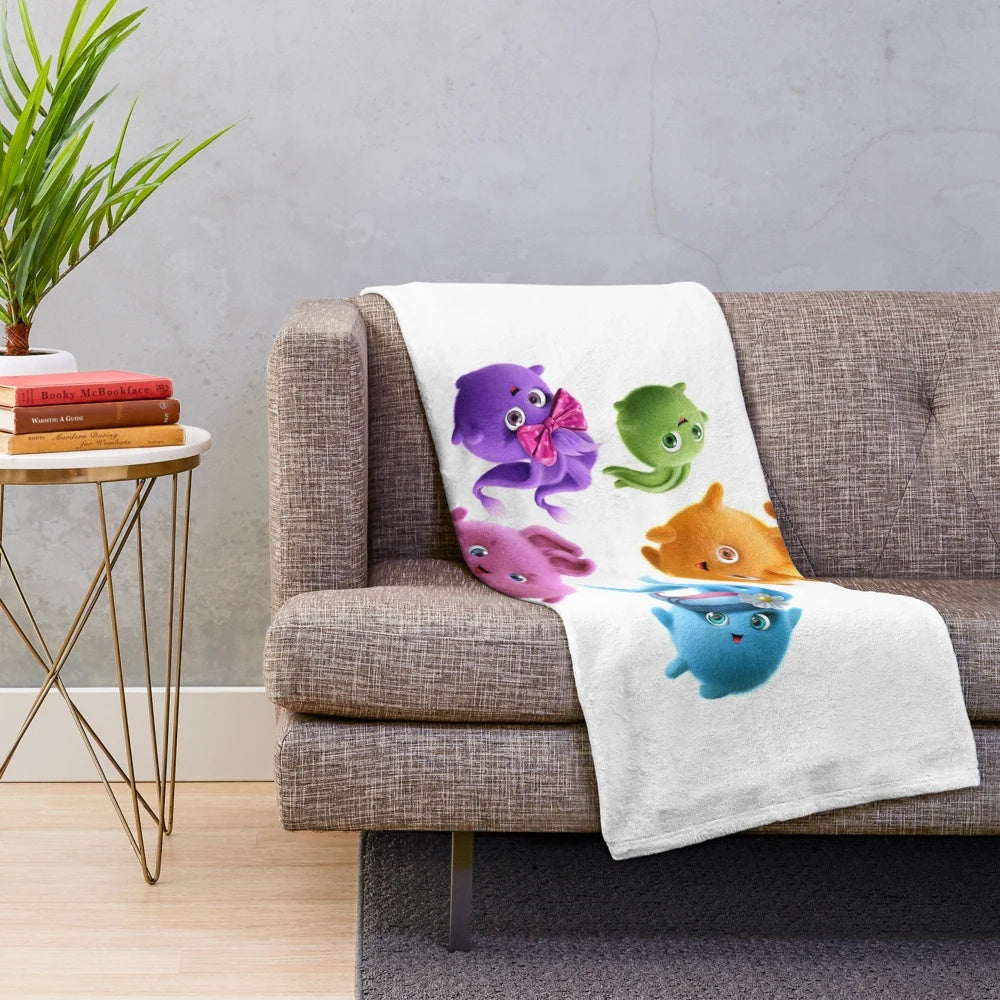 Sunny Bunnies plush blanket featuring adorable cartoon rabbits