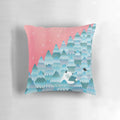 Soft, plush "Tree Hugger" pillow featuring a hugging monster or yeti in a forest setting, perfect for nature enthusiasts and holiday decorating.