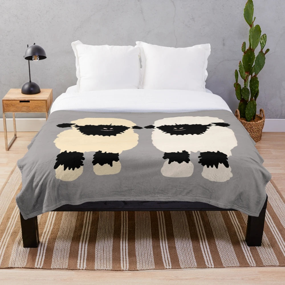 Valais black nose sheep plush blanket